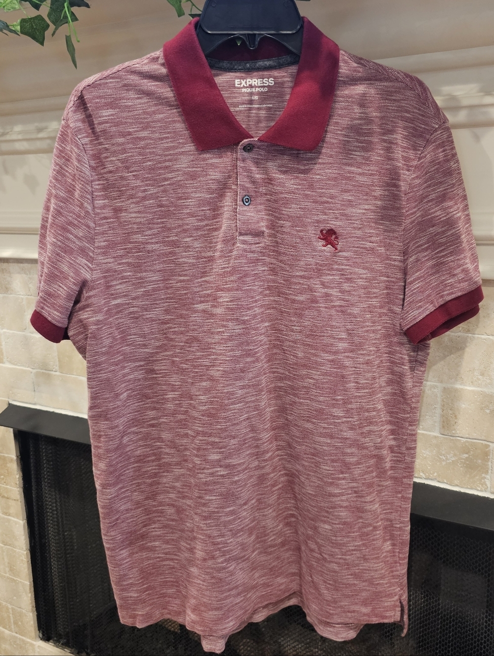 Express Large Mens Pique Polo Wine Red Maroon Soft Cotton Preppy Casual